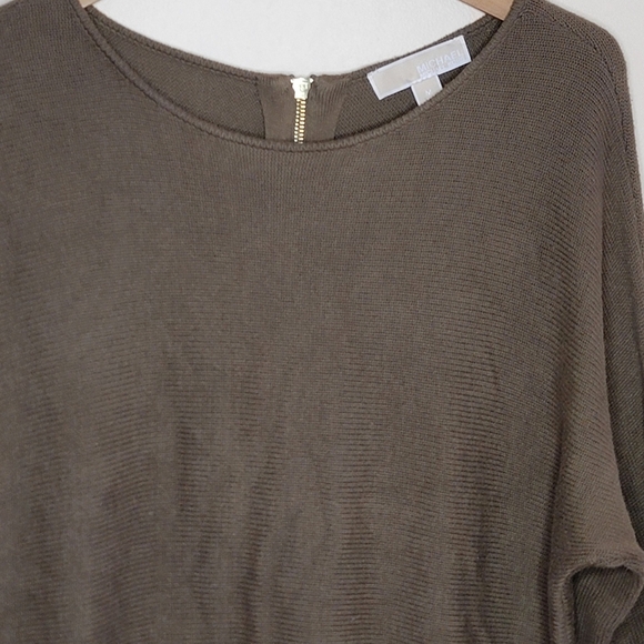 MICHAEL Michael Kors | Brown Tunic Sweater Zip Back Rounded Hem Size Medium - Picture 2 of 6
